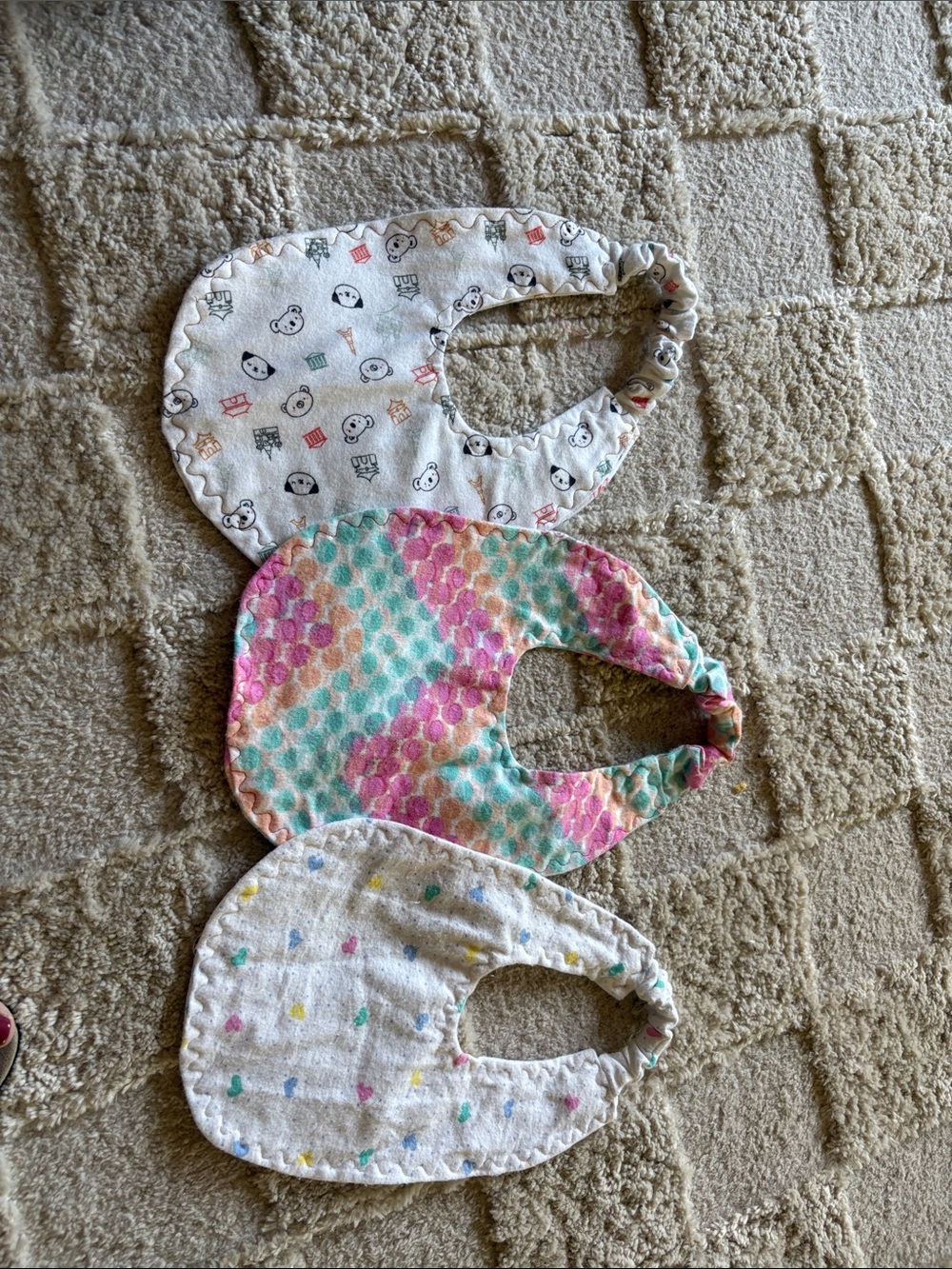 Toddlers' Soft Cotton Bib Set - White, Multicolor, Pastel Pink/Blue